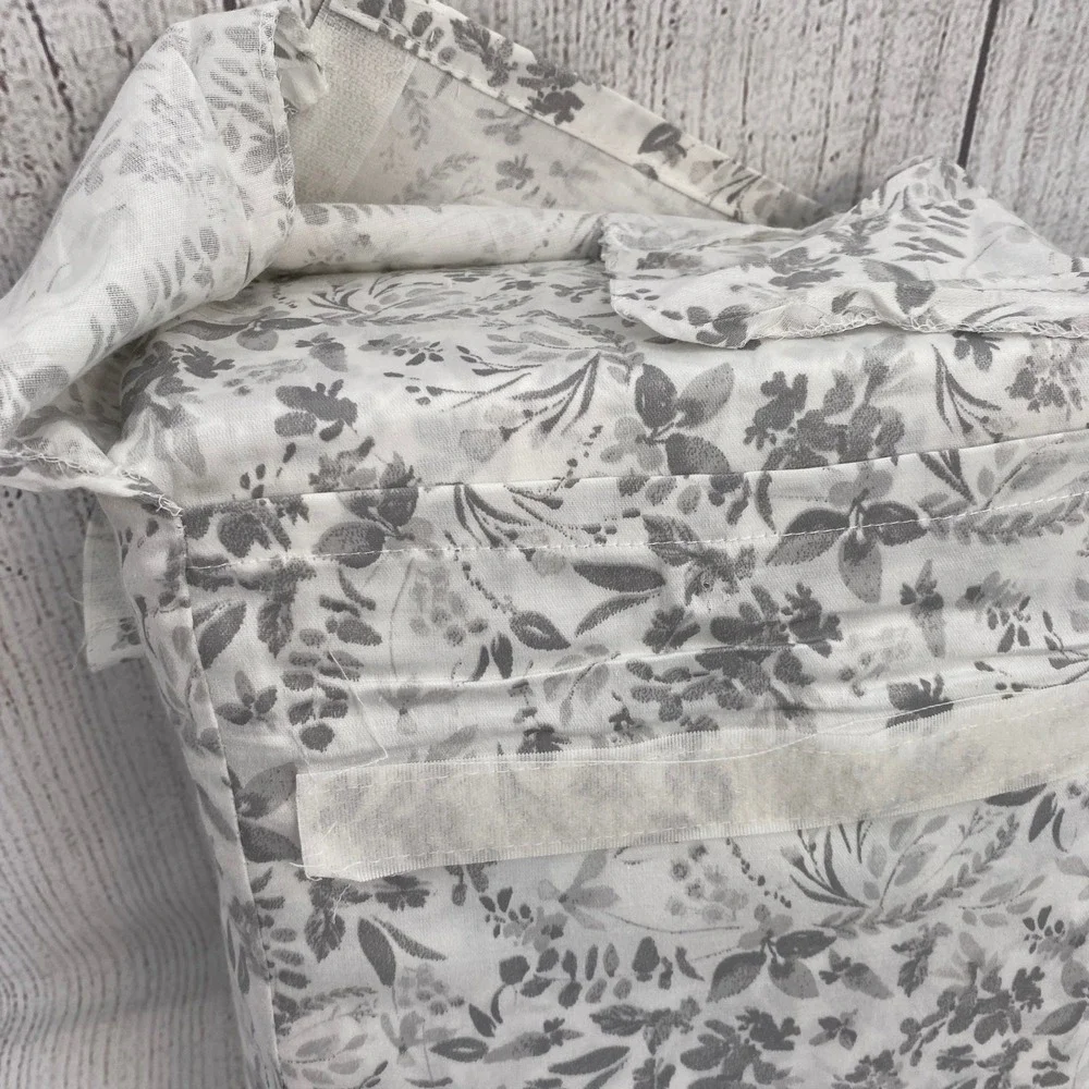 Papyrus Sheet Set Queen White Floral Spray Gray Botanical 100% Cotton Neutral